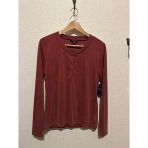 Lucky Brand Women's Long Sleeve Rib Snapped Henley Shirt